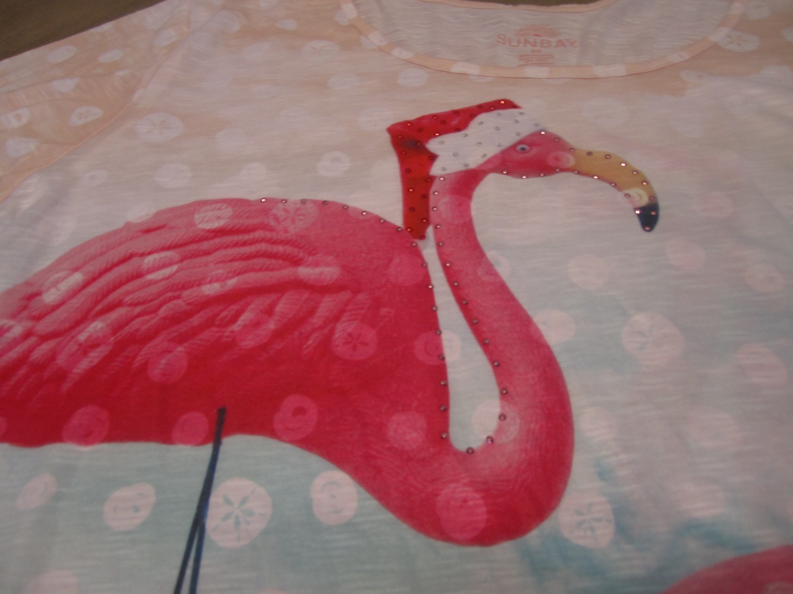 SUNBAY Sequin Santa Flamingo Women’s Top Shirt Size 3X WOW!!!!