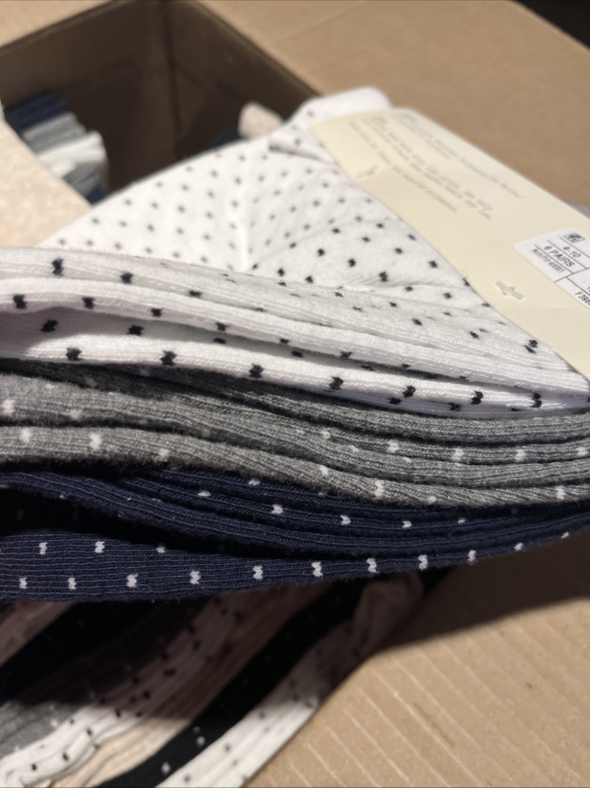 A New Day Cotton Blend Crew Socks 6 Pairs Solid & Patterned Size 4-10