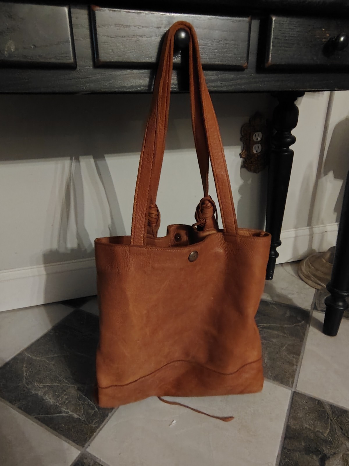 McFadin Texas Handmade Tan Leather Fringe Tote Bag Boho Western Stacy & Laurie