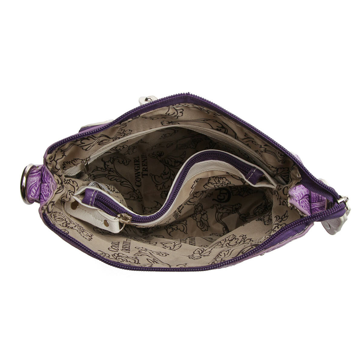Butterfly Handbag Western Purse Women Shoulder Bag Crossbody Wallet Set Purple