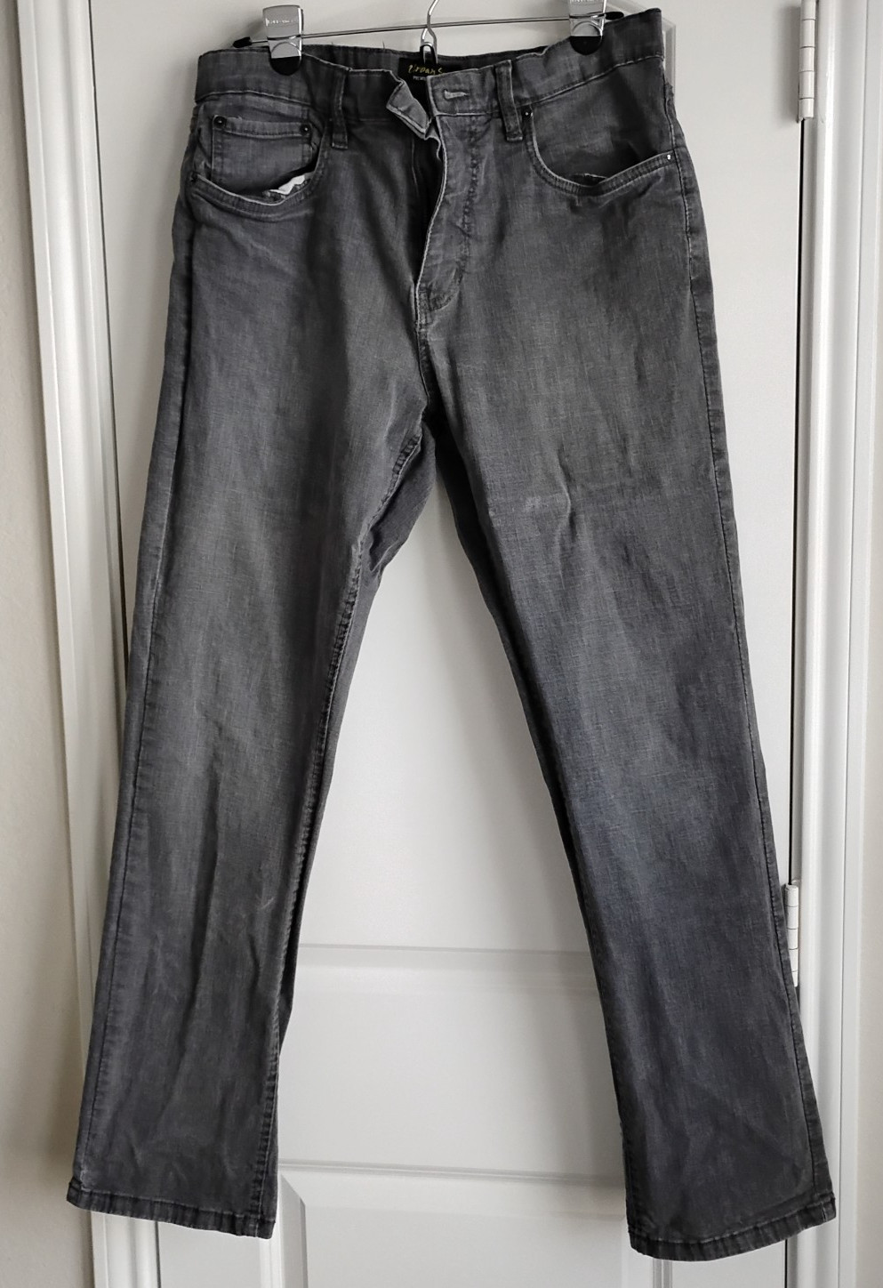 Urban Star Light Wash Black/Gray Men’s Jeans Straight Stretch 34/32