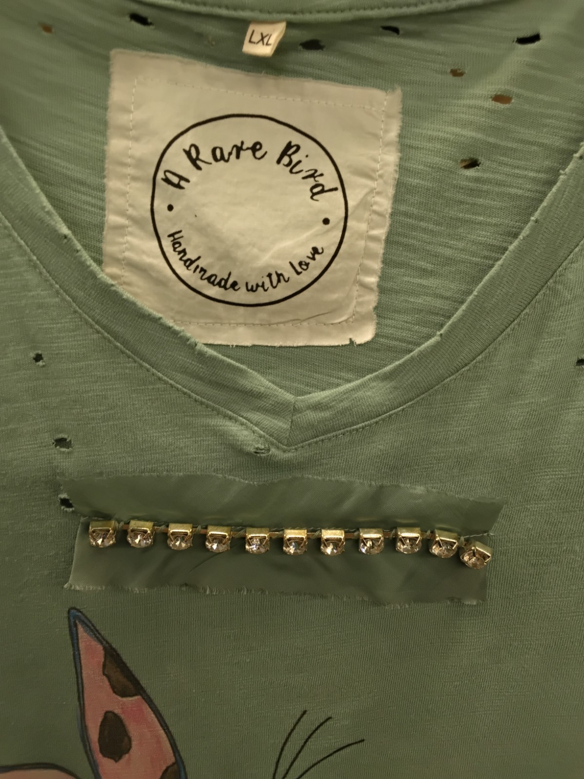 NWT A Rare Bird Life Is Sweeter Together Bunny Tattered Tee – L/XL