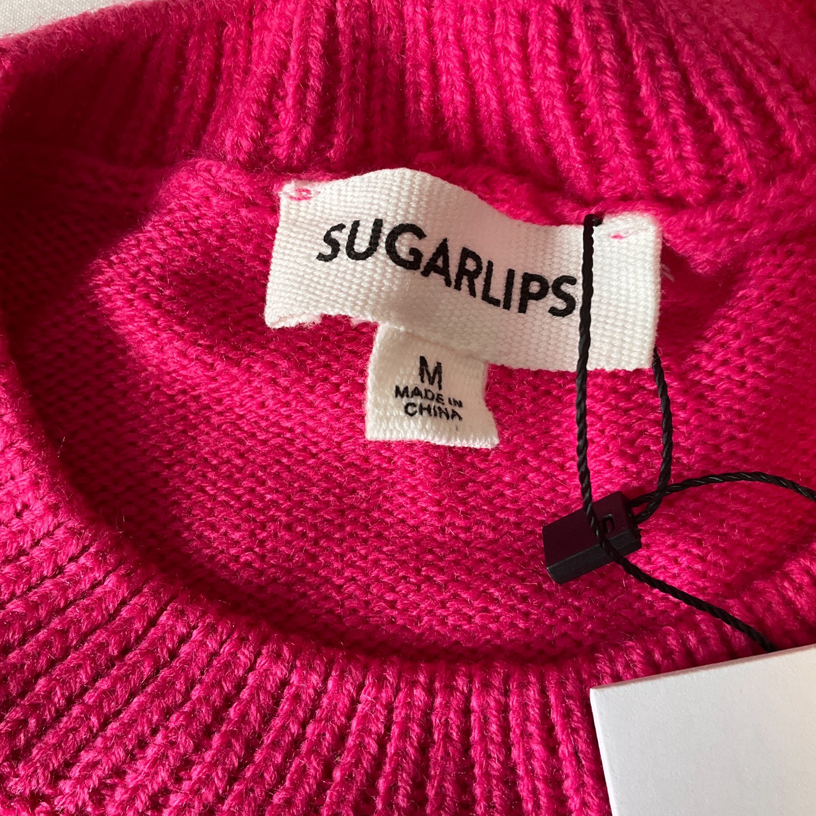 Sugarlips Pullover Sweater Womens Size M Pink Long Sleeve Stretch Knit