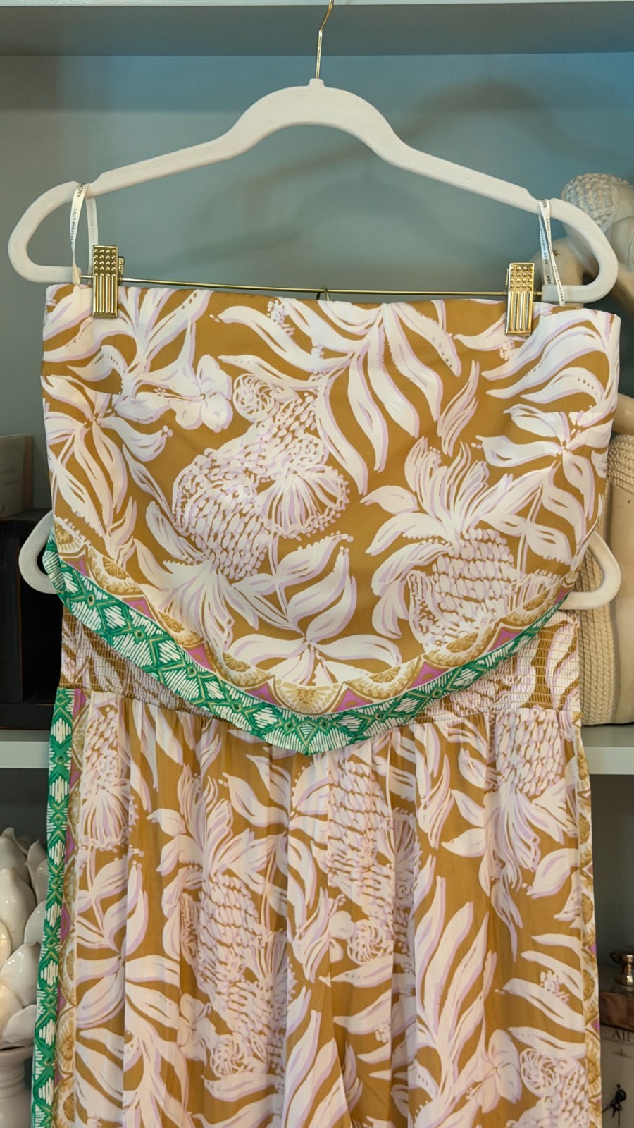 Lilly Pulitzer Octavia Pant Set M Strapless Smocked Wide Leg Resort Coastal