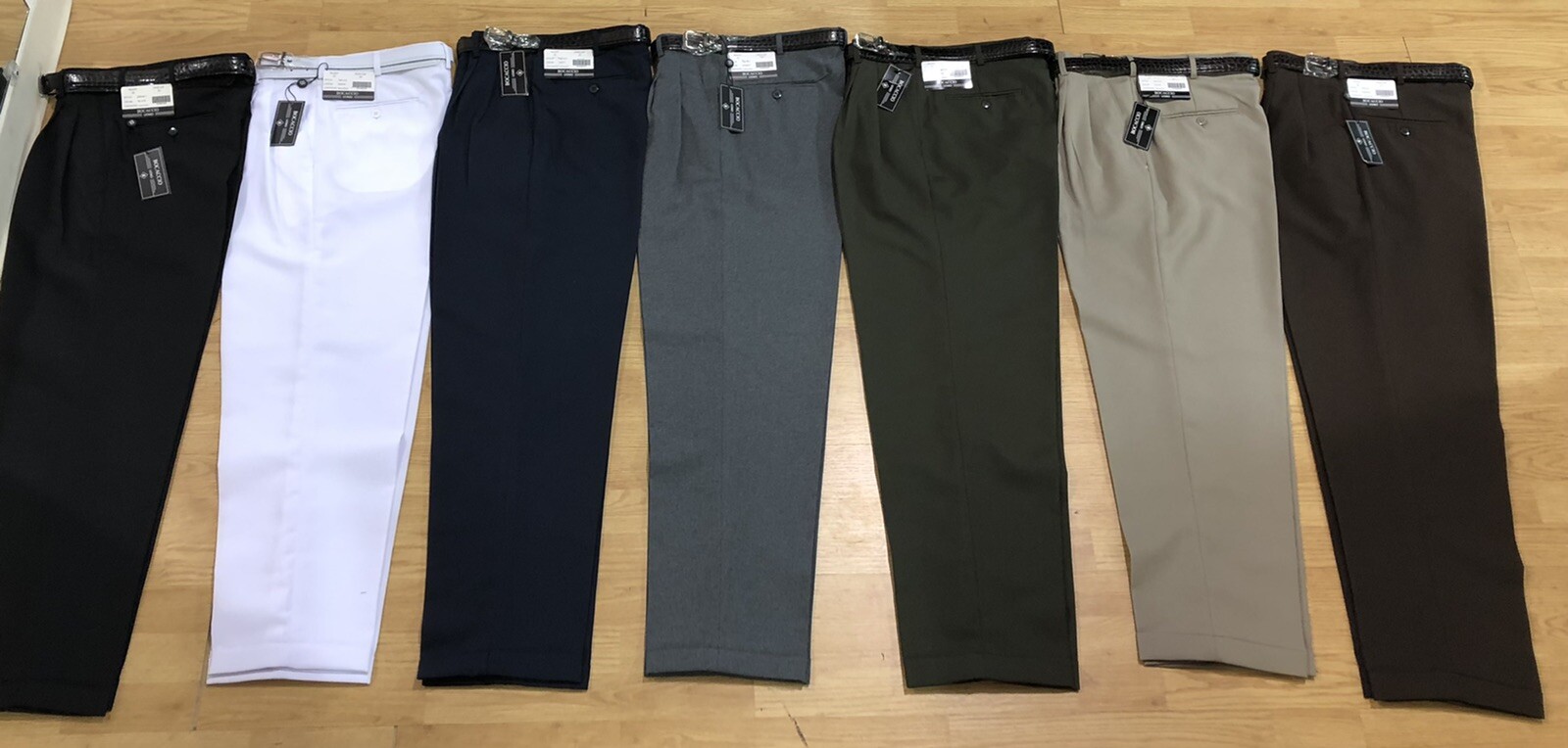 MEN’S PLEATED DRESS PANTS SLACKS TROUSERS BELTED CUFFED BOTTOMS SIZES 28 to 70