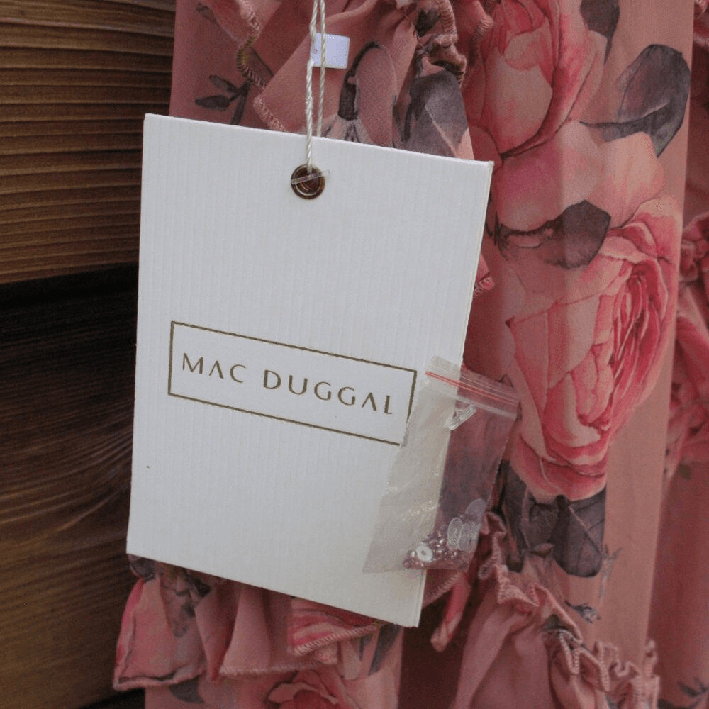 NWT Mac Duggal 9152 RUFFLED CUT OUT CAP SLEEVE V NECK GOWN Rose Size 4