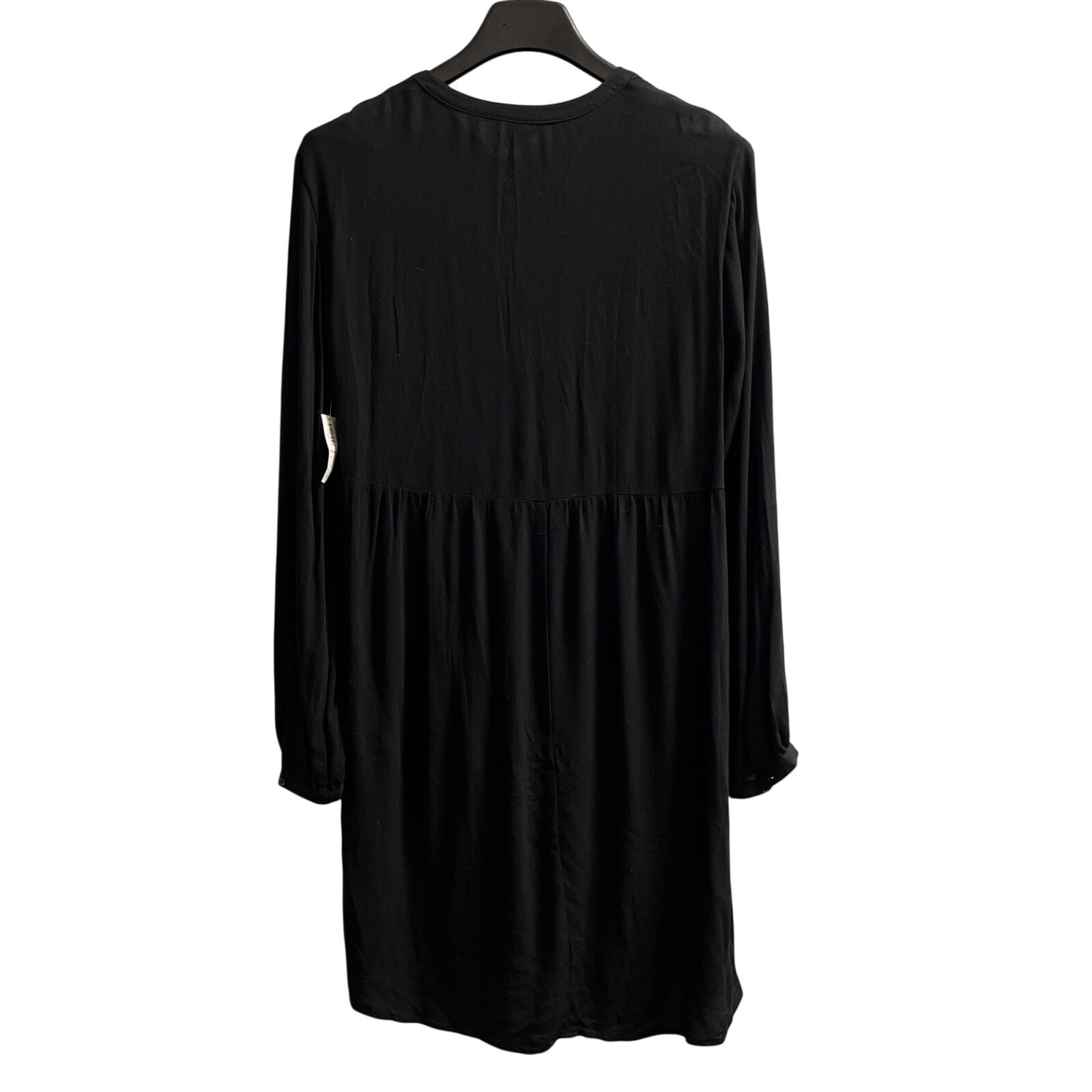 Old Navy Dress Black Pleated Shift Midi Tassel V Neck Size L Wedding Guest Event