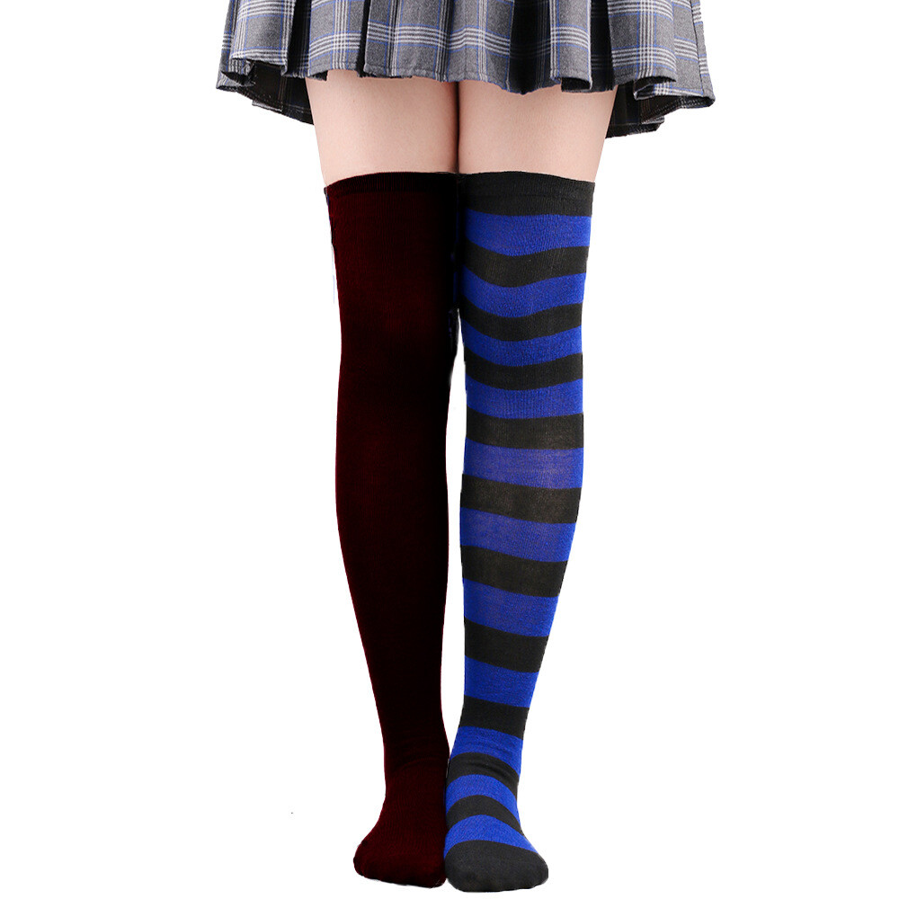 Soft Ladies Top Stay Up Extra Contrast Long Socks Thigh High Over the Knee Socks
