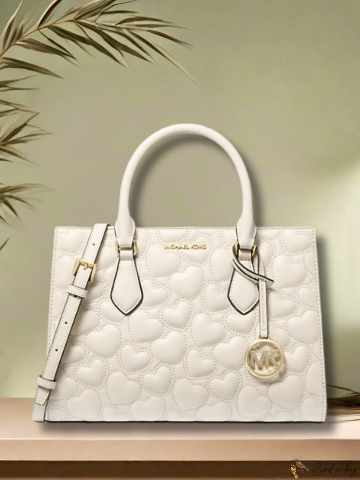 Michael Kors Sheila Women Medium Heart Embroidered Satchel Purse Bag Handfbag MK