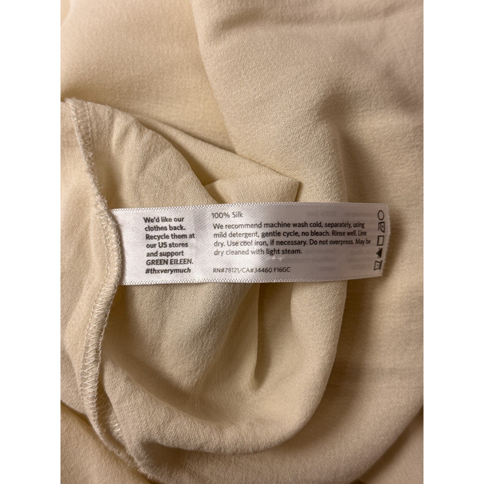 Eileen Fisher Tunic Top Small Womens Silk Georgette Crepe Button Long Sleeve