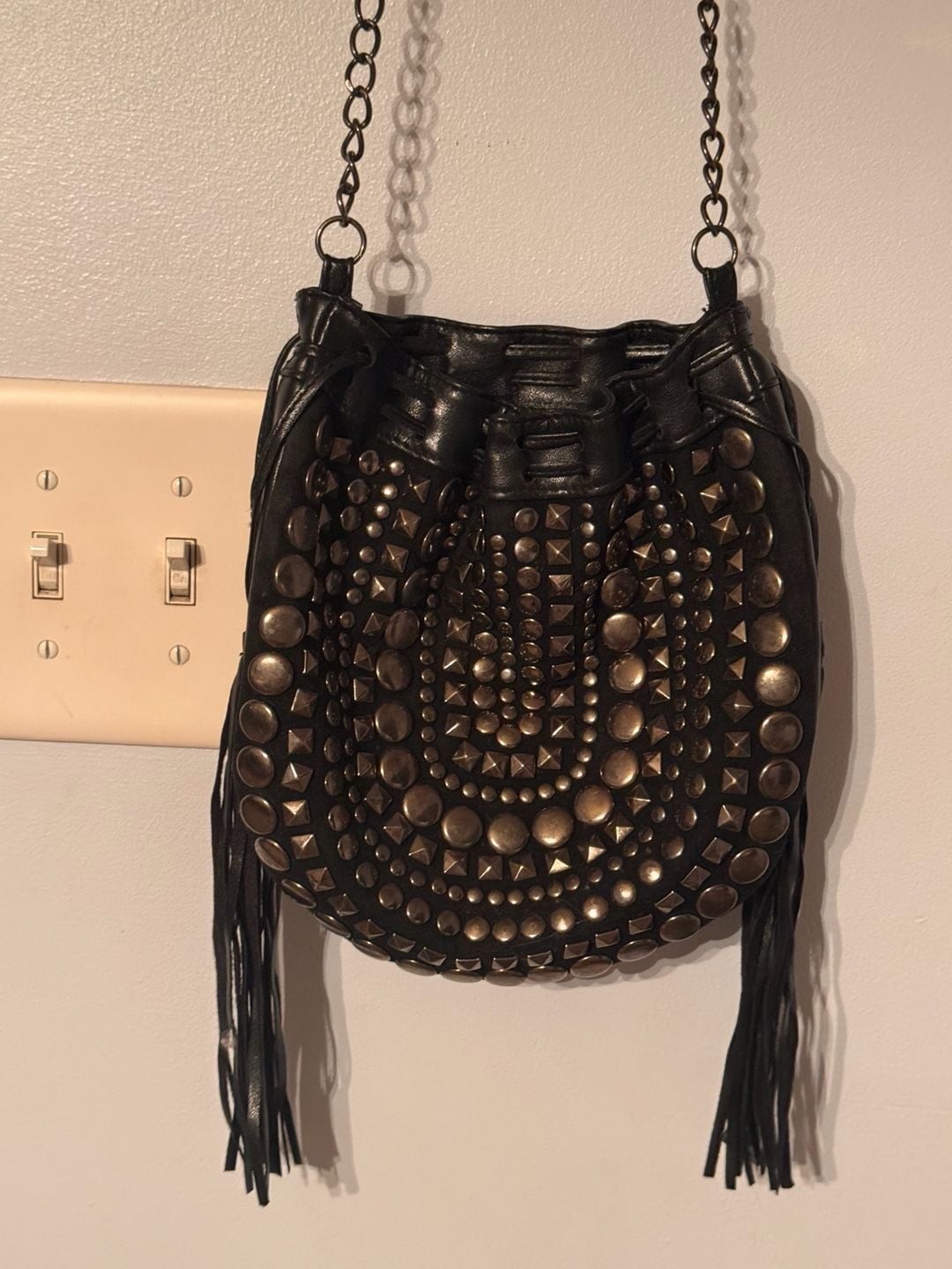 Boho Western Studded Fringe Bucket Bag | Festival Moto Y2K