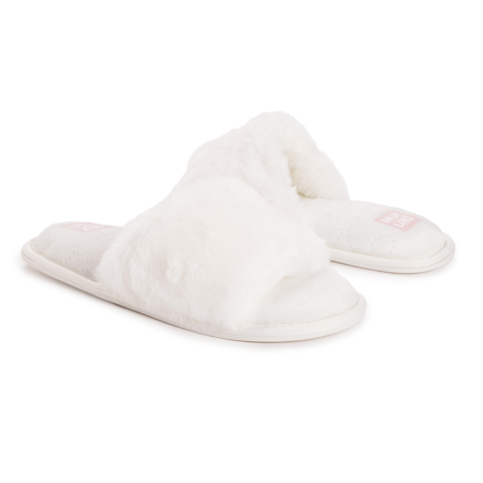 Muk Luks Women’s Sariah Slide Slipper, White, M (7-8) Medium, White