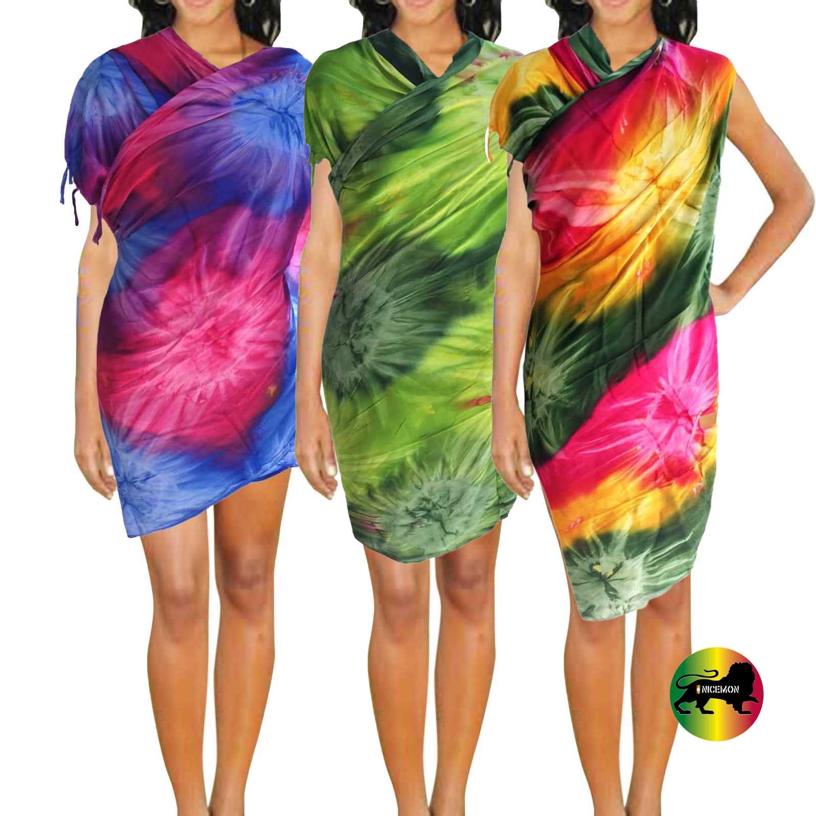 Sarong Rasta Wrap Reggae Roots Tie Dye Sarong Jamaica Bahamas Hawaii Negril RGY