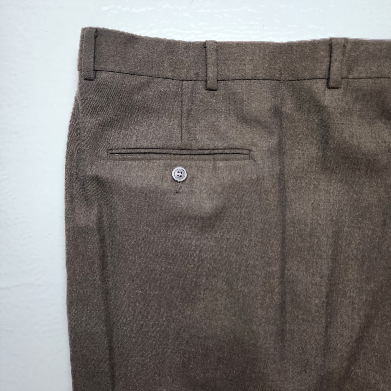 Vtg Hart Schaffner Marx 48×30 Brown Wool Flannel Old Money High Waist Trousers