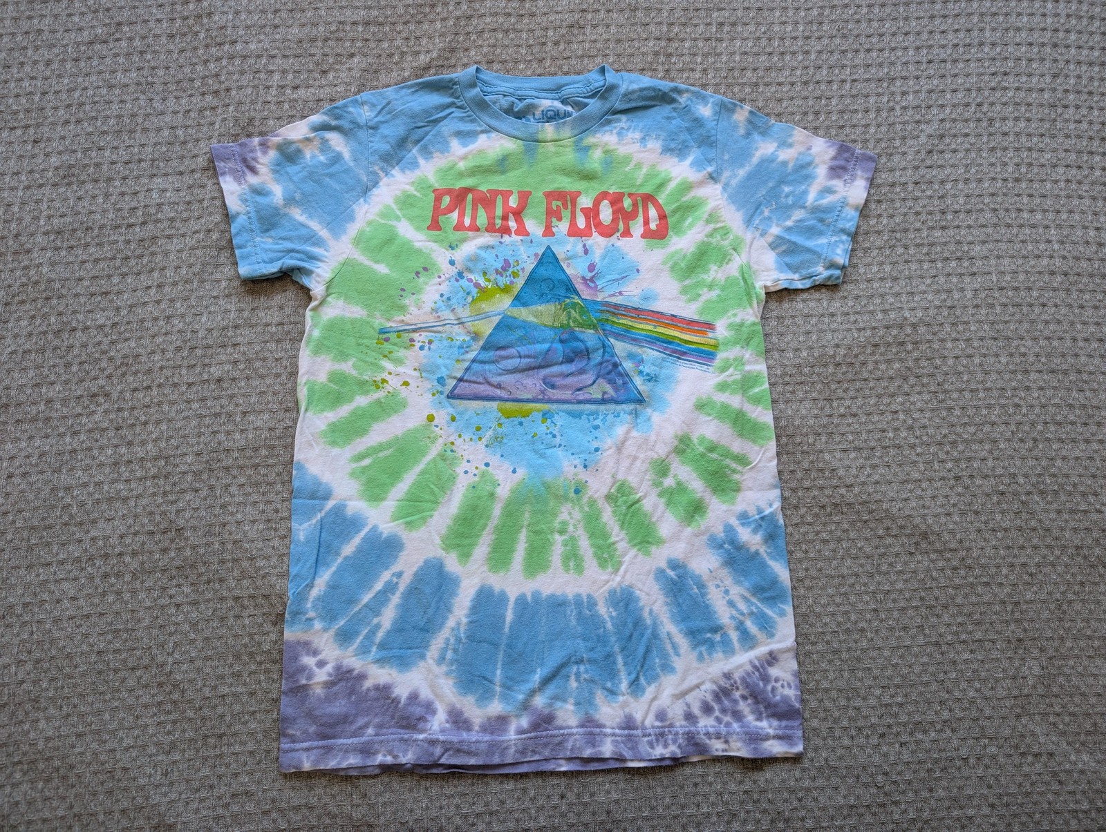 Pink Floyd Liquid Blue Shirt Mens Small Multicolor Tie Dye Dark Side Graphic Tee