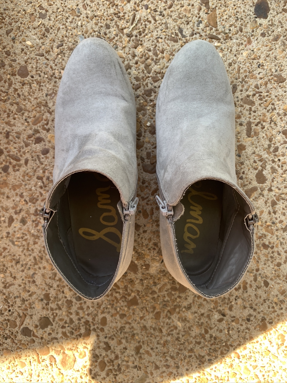 Sam Edelman Girls Suede Ash Gray Ankle Boots Size Kids 3.