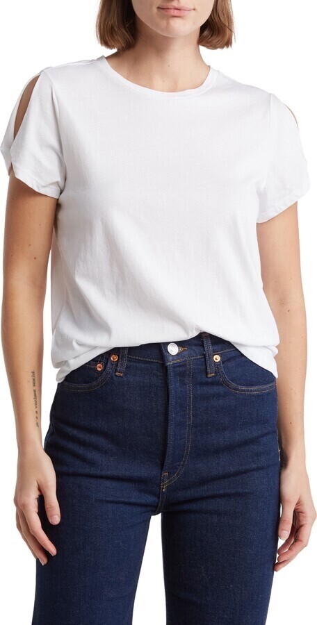 NWT Cotton AllSaints Short Cold Shoulder Sleeve T-Shirt Sz S, L