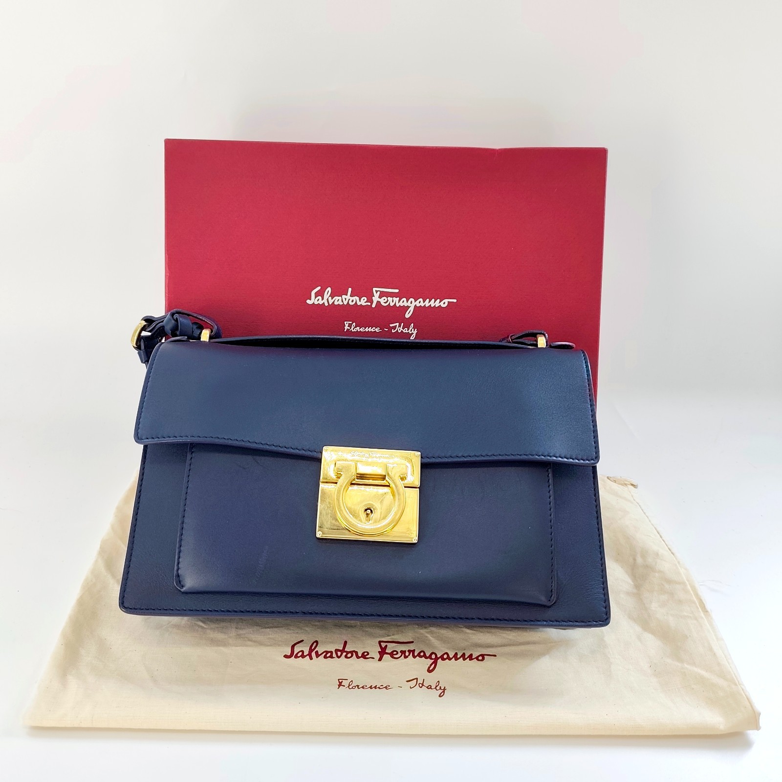 Smooth Calfskin Aileen Gancio Lock Crossbody Black J0070 NO2