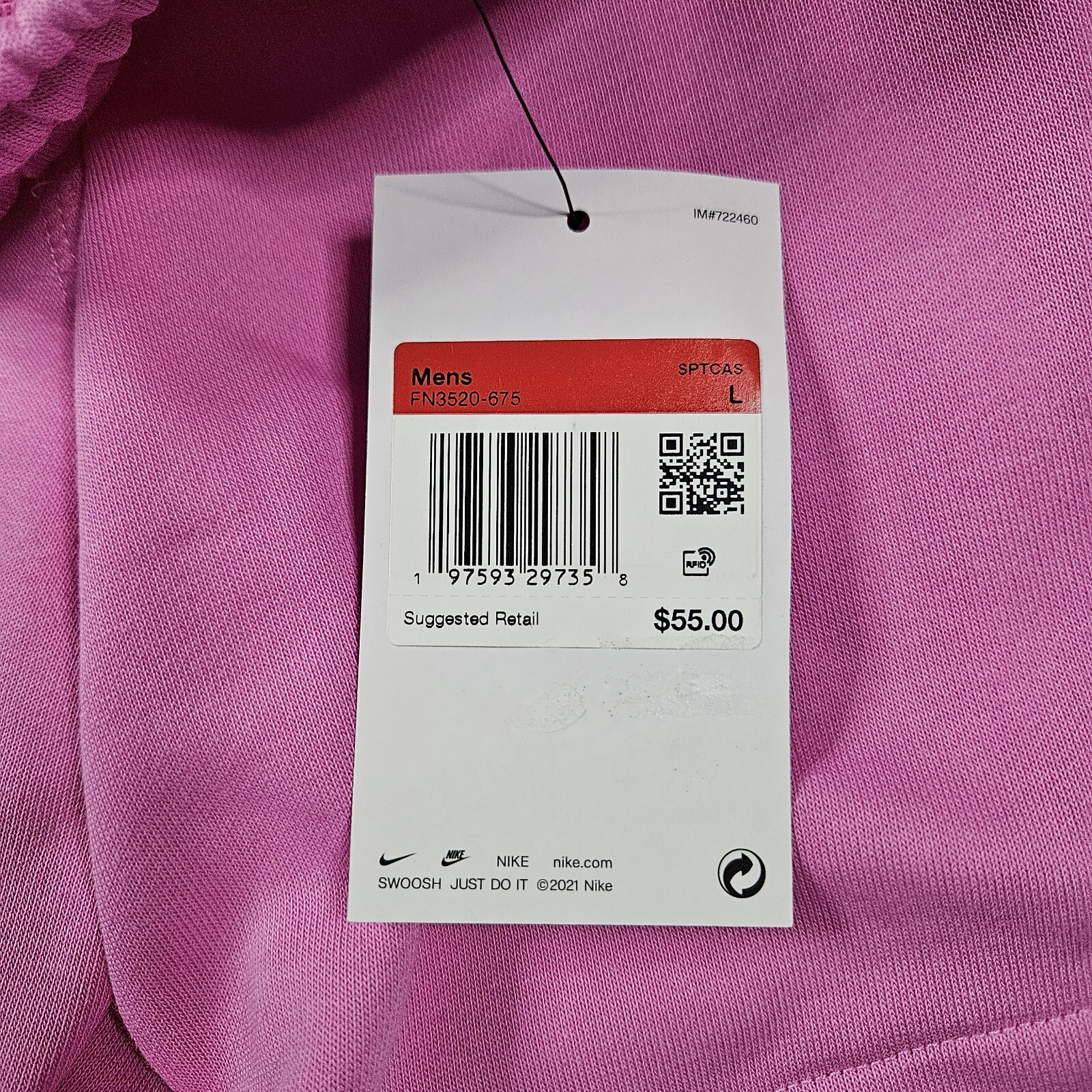 Nike Athletic Shorts Pink Standard Above Knee FN3520-365 Men’s Size Large