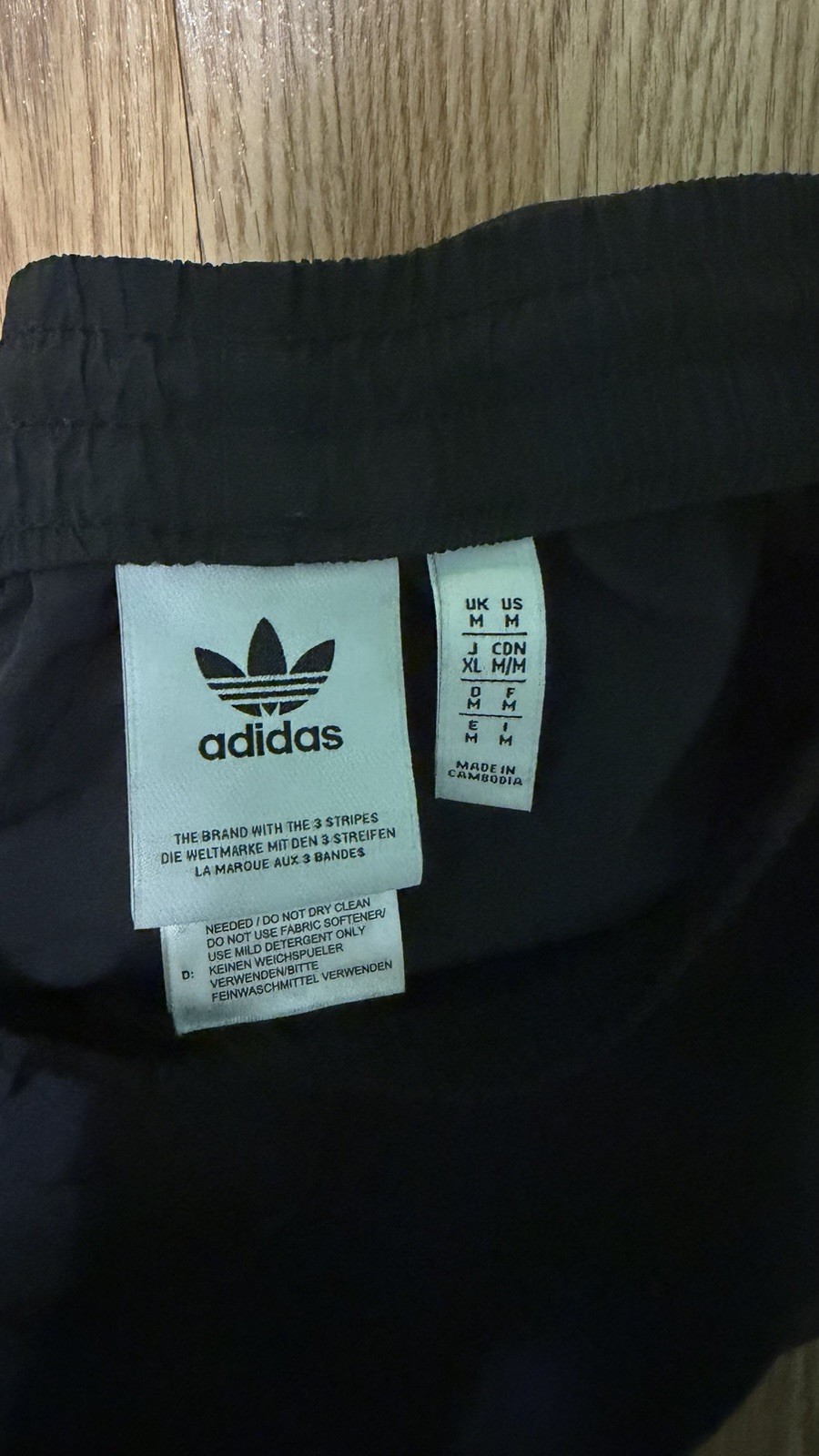 adidas Men’s M Black Athletic Shorts White 3-Stripes Logo Elastic Waist