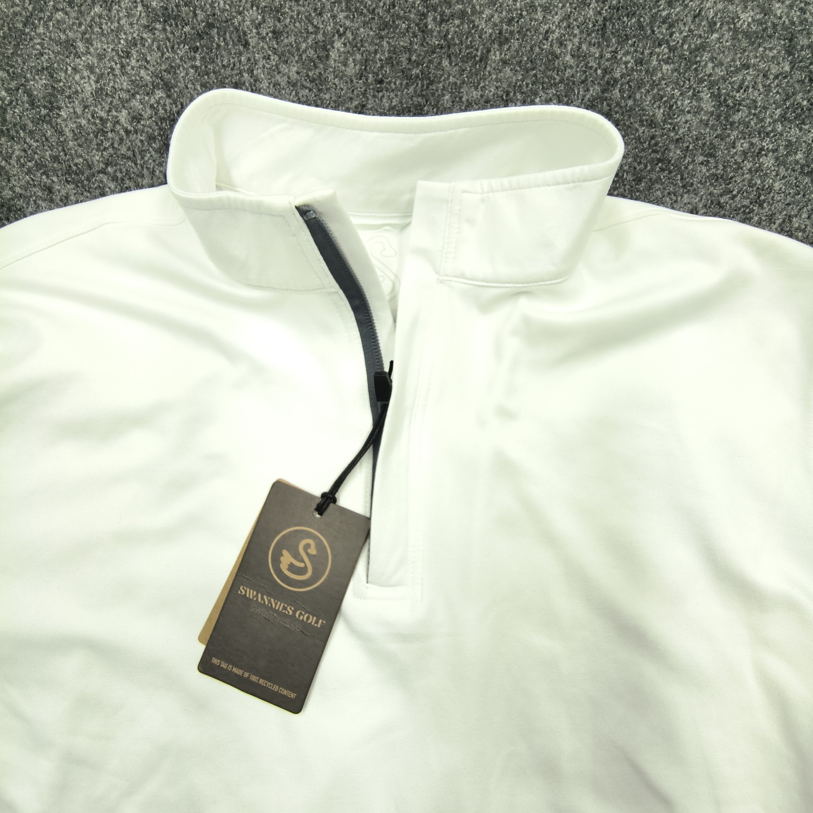 Swannies McKinnon Q Quarter Zip Men’s L White 1/4 Zip Mock Neck Golf Pullover
