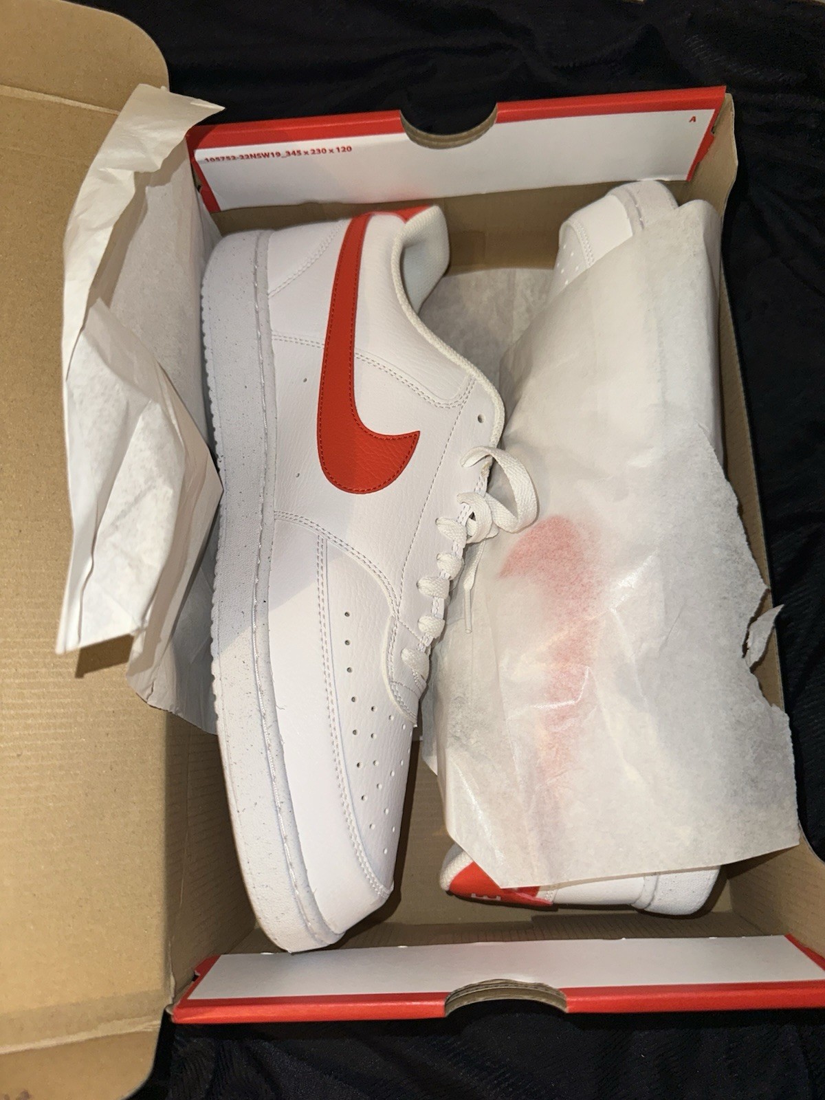 Nike Court Vision Low NN Men’s US 14 White/Red Leather Lace-Up Sneakers