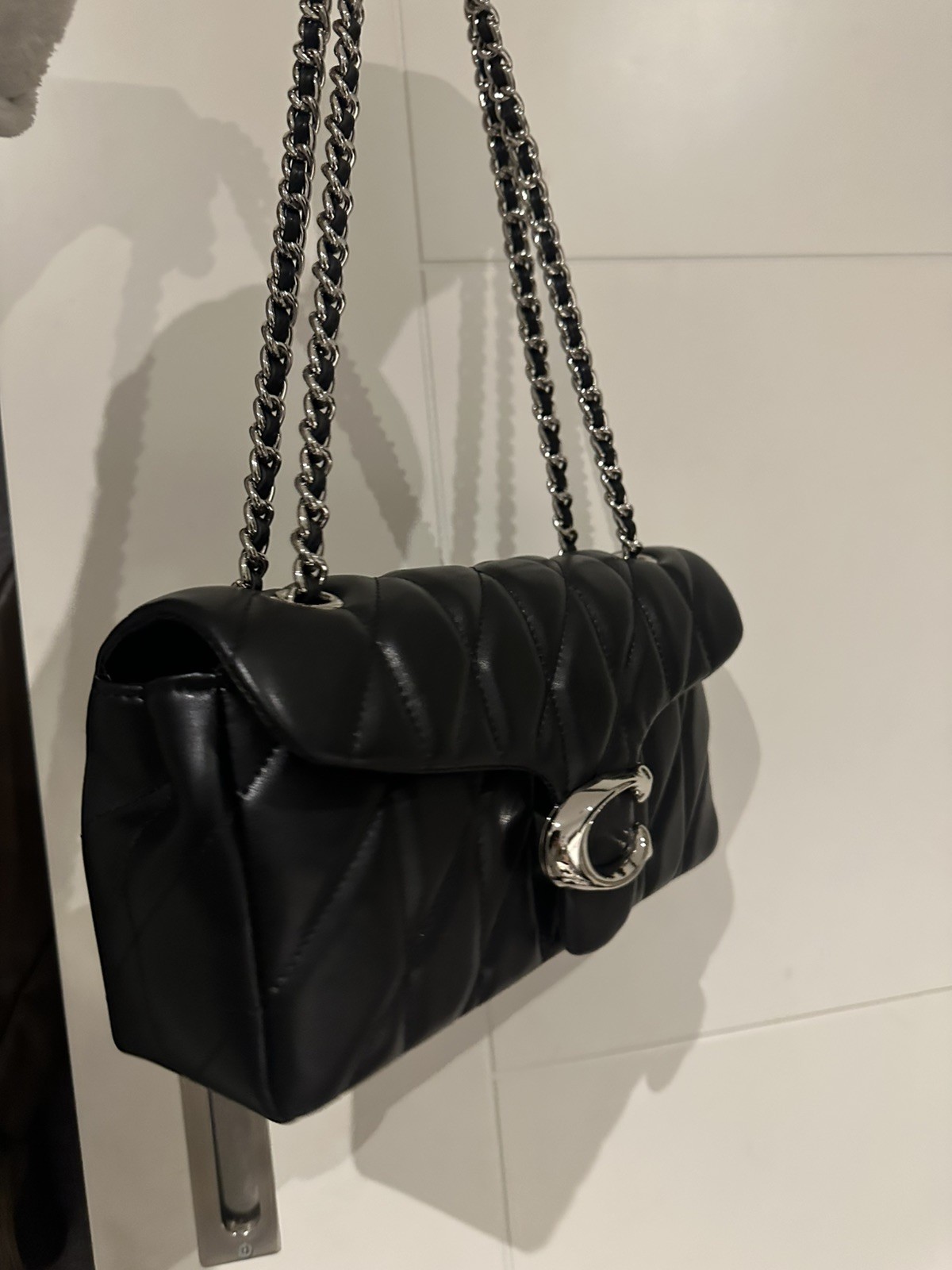 COACH Tabby Shoulder Bag 26 Quilted Black silver