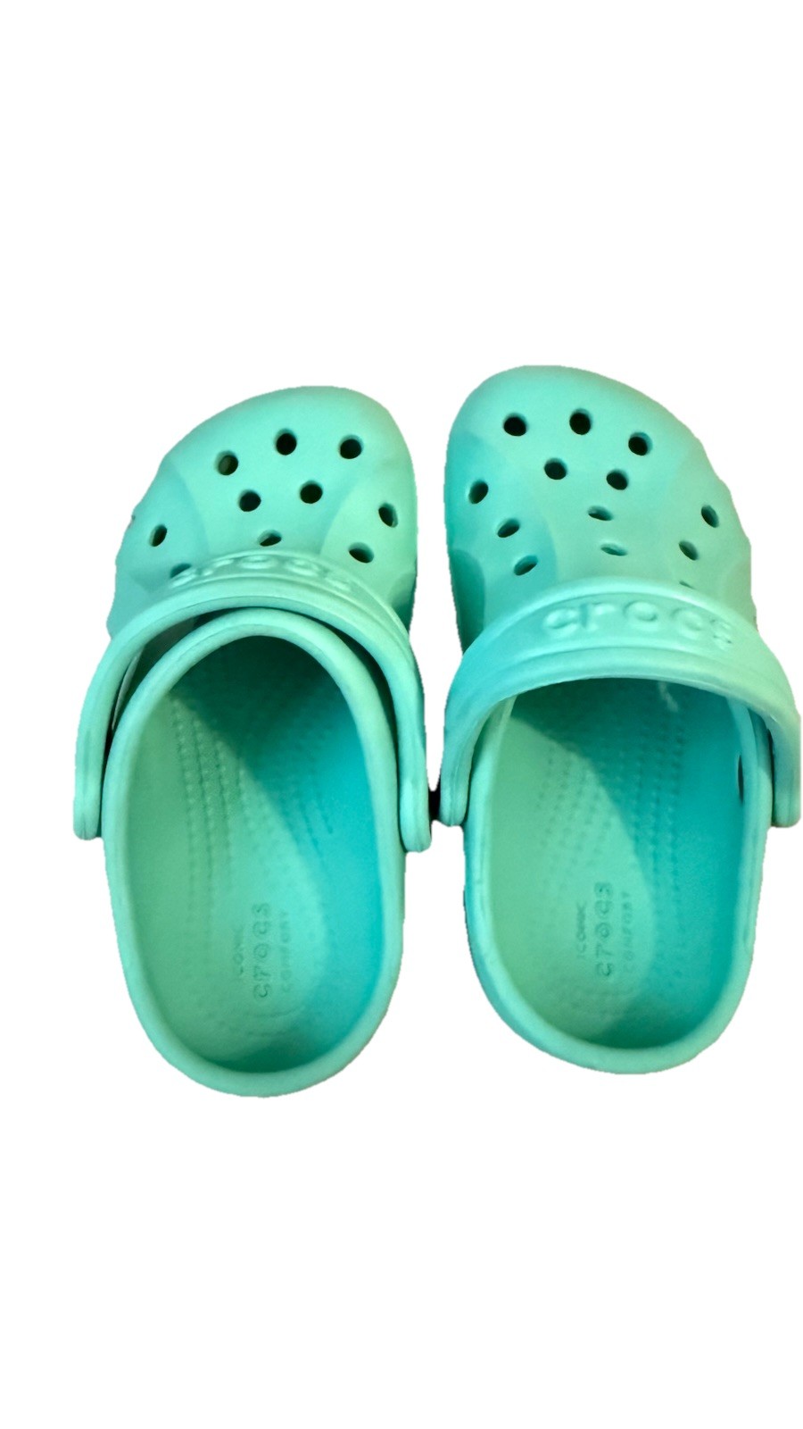 Crocs Baya Toddler Clog Mint Green Sz C7 Good Condition/ Gently Used