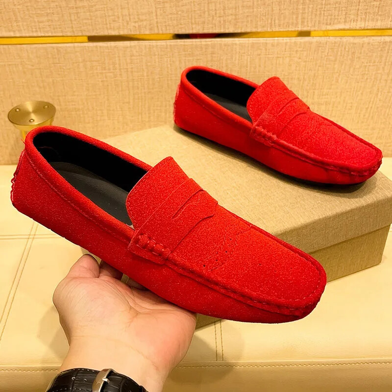 Men Casual Shoes Suede Lazy Slip-on Driving Flat Boat Shoes Loafers Moccasins