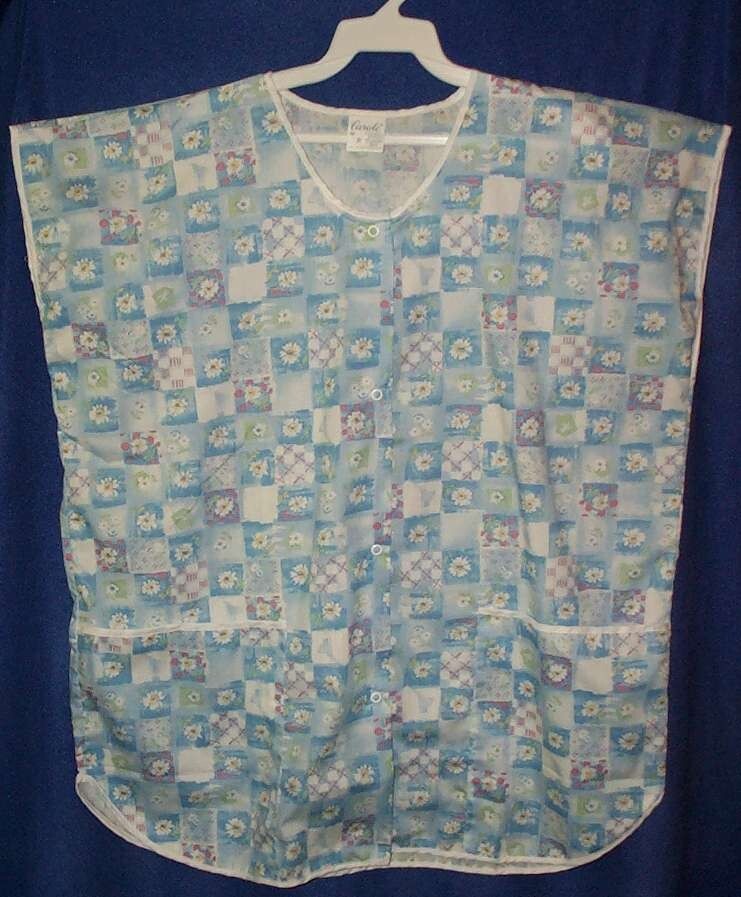 Size 3X Print Smock 50/50 Poly Cotton w 2 Pockets Fits up to 65″ Bust USA Made
