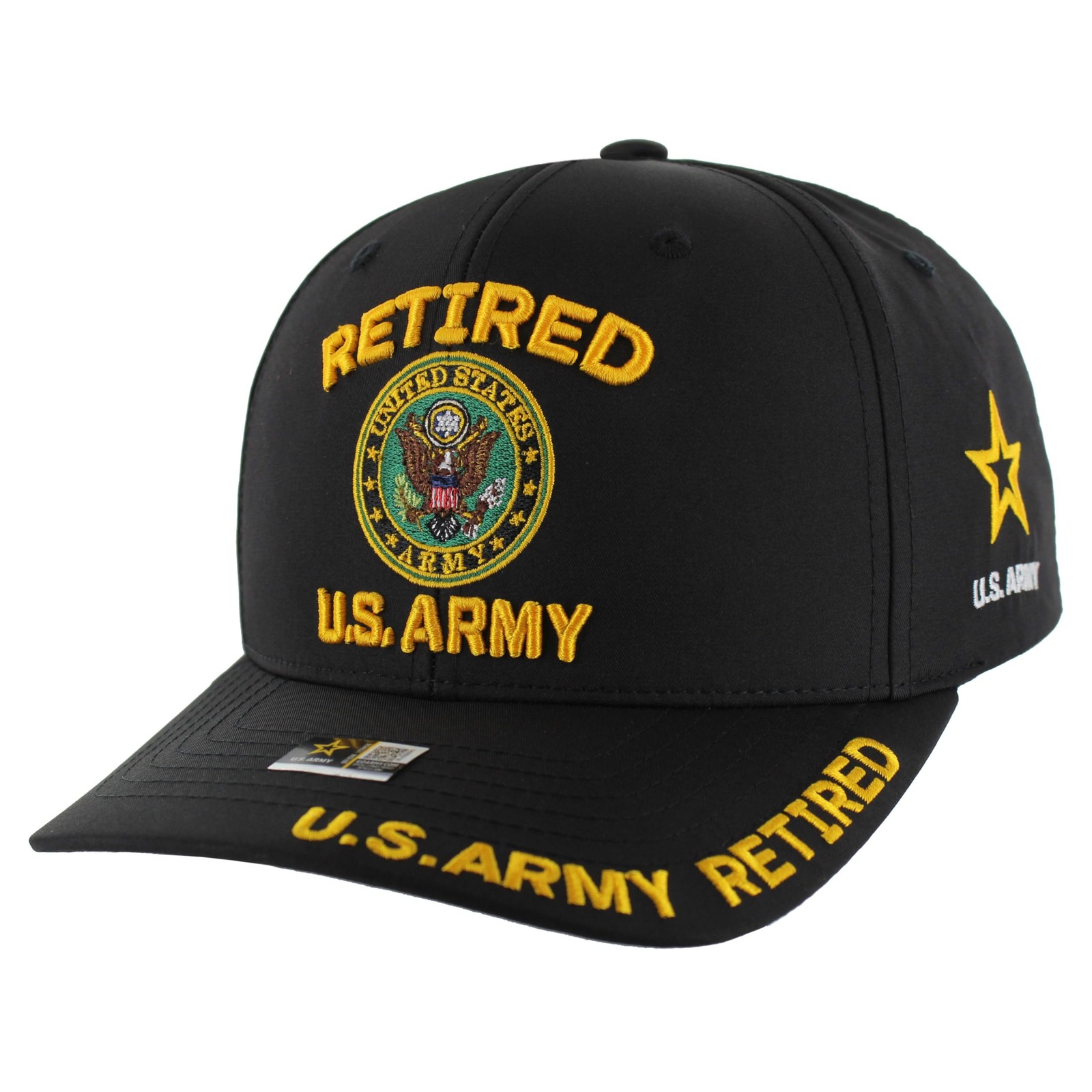 Retired US Army Veteran Official Licensed Adjustable Hat, Black Baseball Cap …