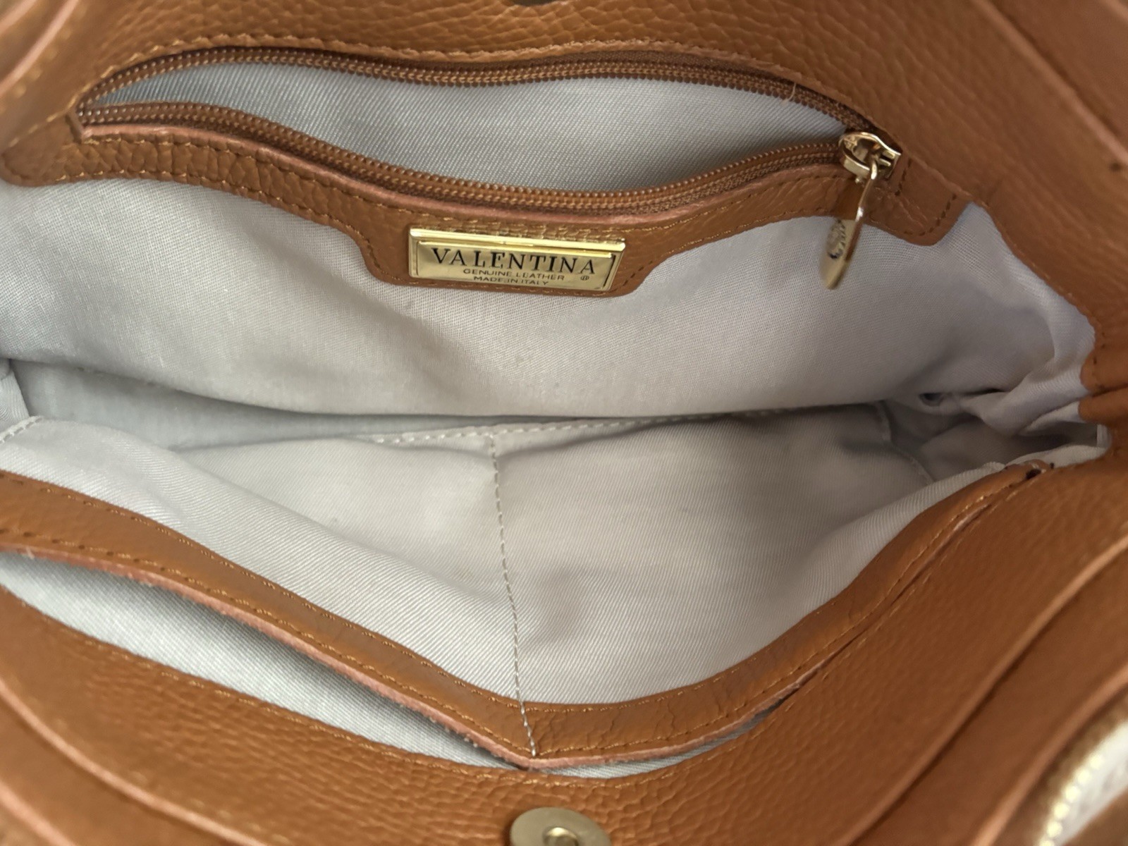 Valentina Italia Brown Leather Shoulder Bag Dark Brown Strap and Gold Hardware.