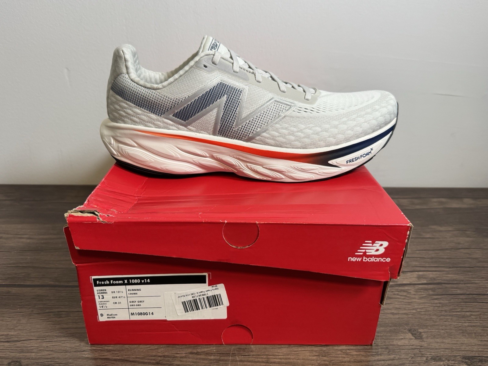 New Balance Fresh Foam X 1080 V14 Size 13 Grey silver New in BOX – M1080G14
