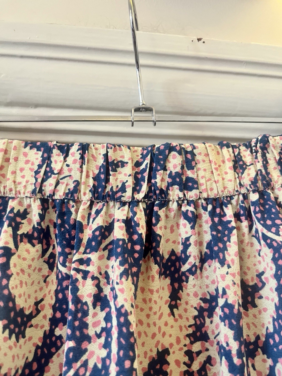 White Stuff Blue White Pink Paisley Floral Print Midi Skirt Frill Hem Size 10
