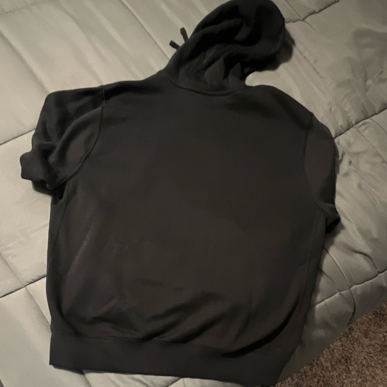 Nike Men’s XL Black Pullover Hoodie Drawstring Logo Pockets Fleece Cotton Poly