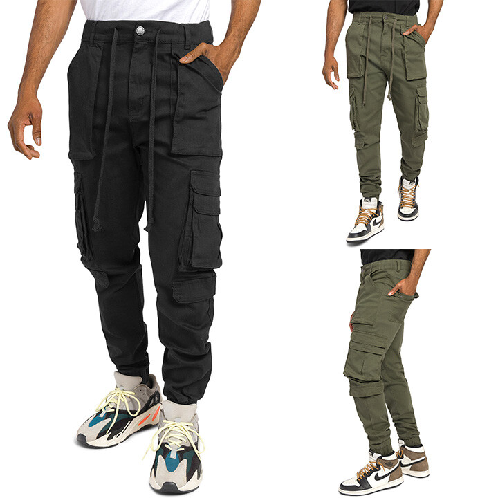 Victorious Men’s Classic Utility Cargo Tapered Drawstring Jogger Pants JG3030
