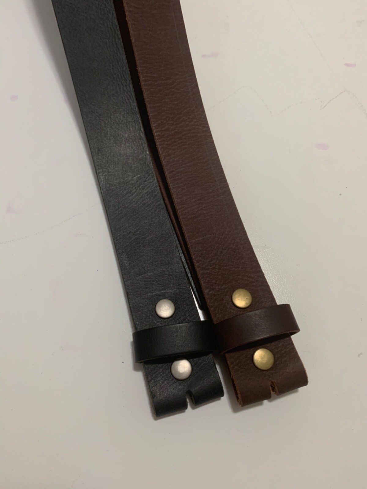 SET OF 1.5 Inch BLACK AND BROWN BUFFALO LEATHER BELTS Interchangeable Buckles