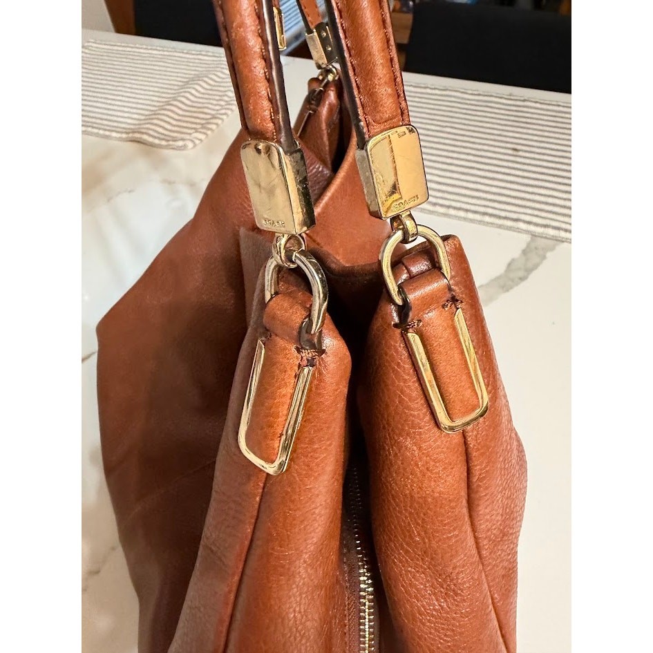 Coach Madison Phoebe Leather Shoulder Bag Pebbled Brown Hobo Handbag 26224