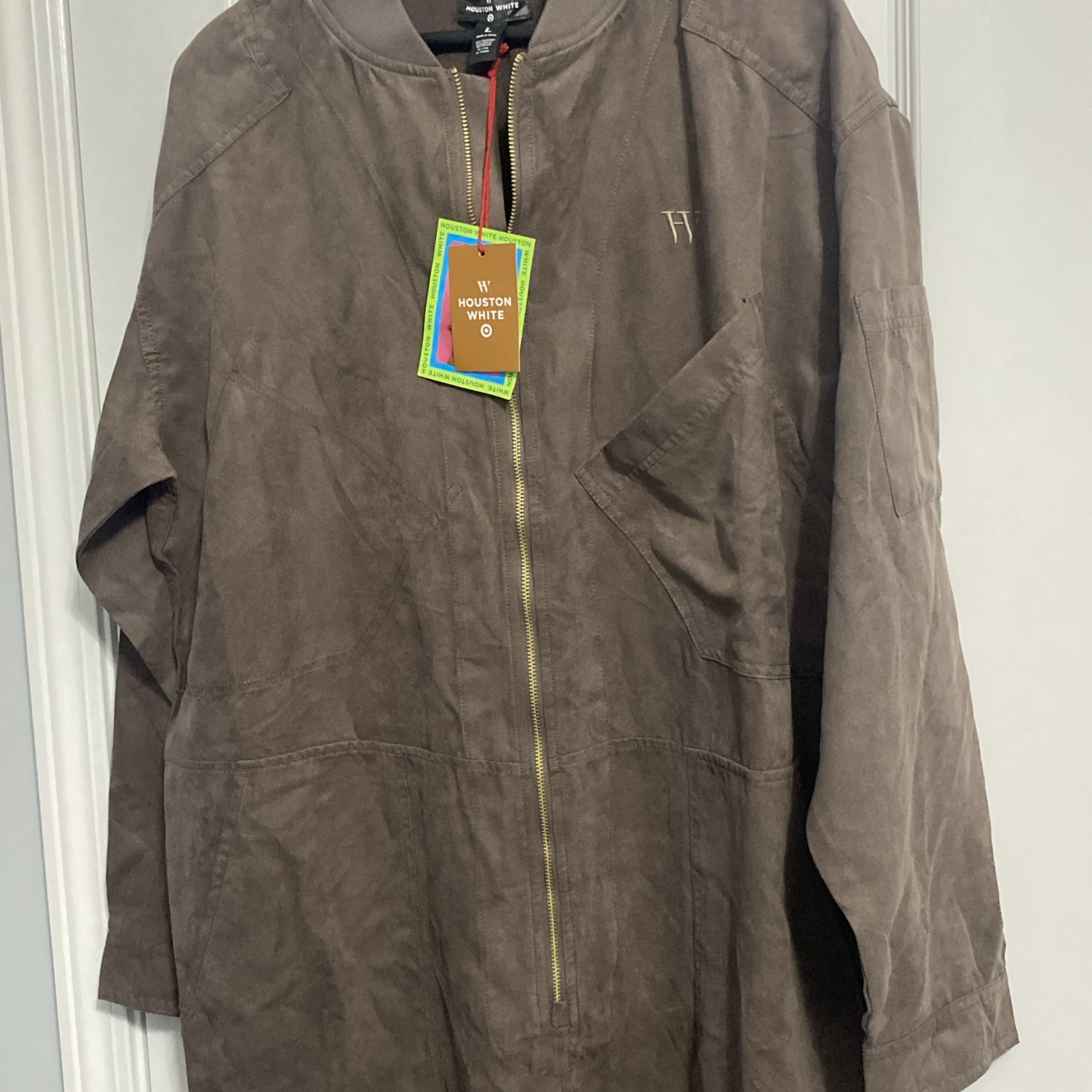 Houston White x Target Brown Faux Suede Flight Jumpsuit Size L