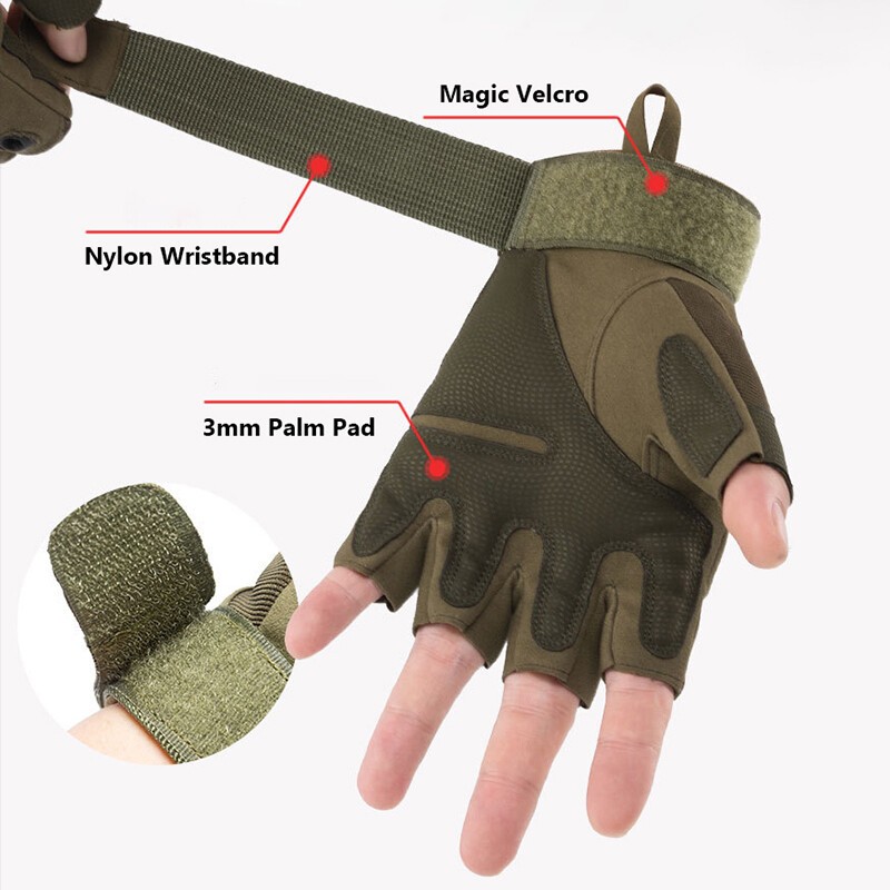 Fingerless Tactical Half-Finger Gloves for Motorcycle Driving Cycling Outdoor