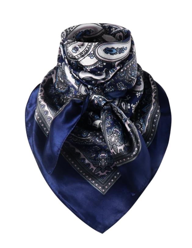 35 Inch Wild Rag Cowboy Bandana Scarves for Men, Large Neckerchief Silk Feel …