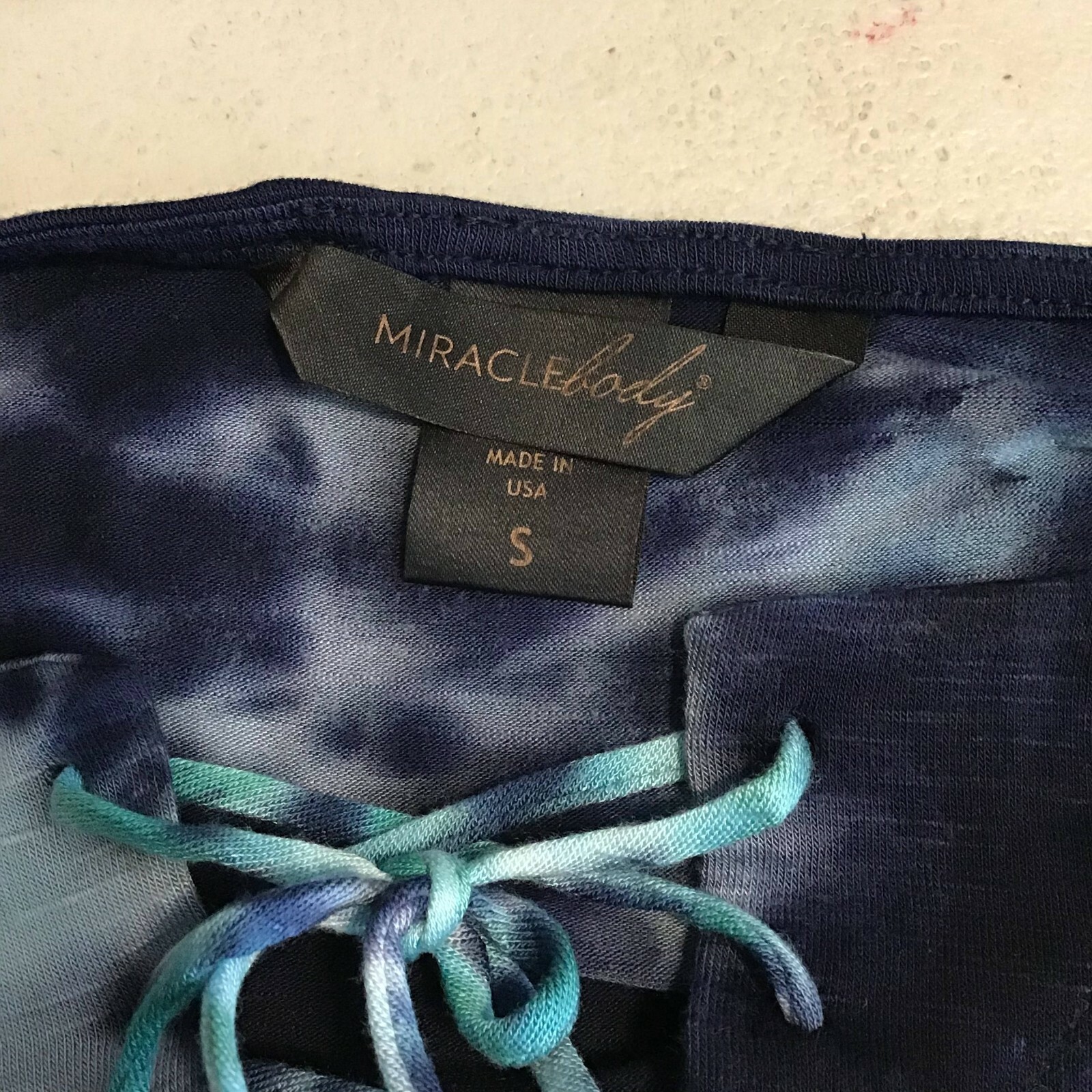 Miracle Body Women’s 2 Piece Set Top Navy Blue Tie Dye Style 4929TTRP Size Small