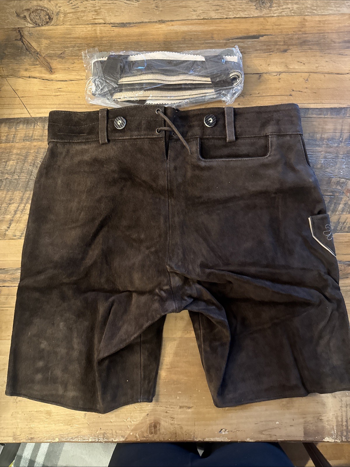 NEW Bavarian Oktoberfest Lederhosen Shorts Antique Brown Tracht #KAISER NWT 38