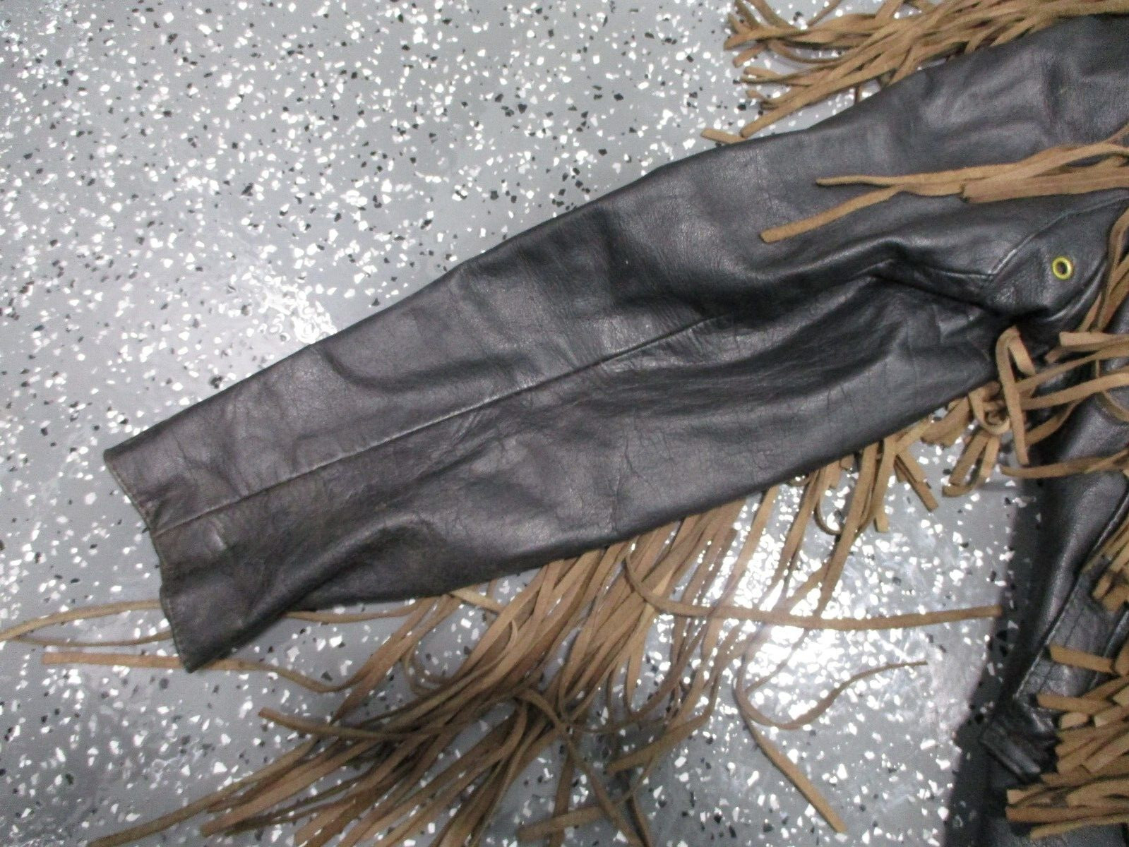 Distressed Fringe Leather Jacket FMC! Black Size Small/Medium Biker Men / Women