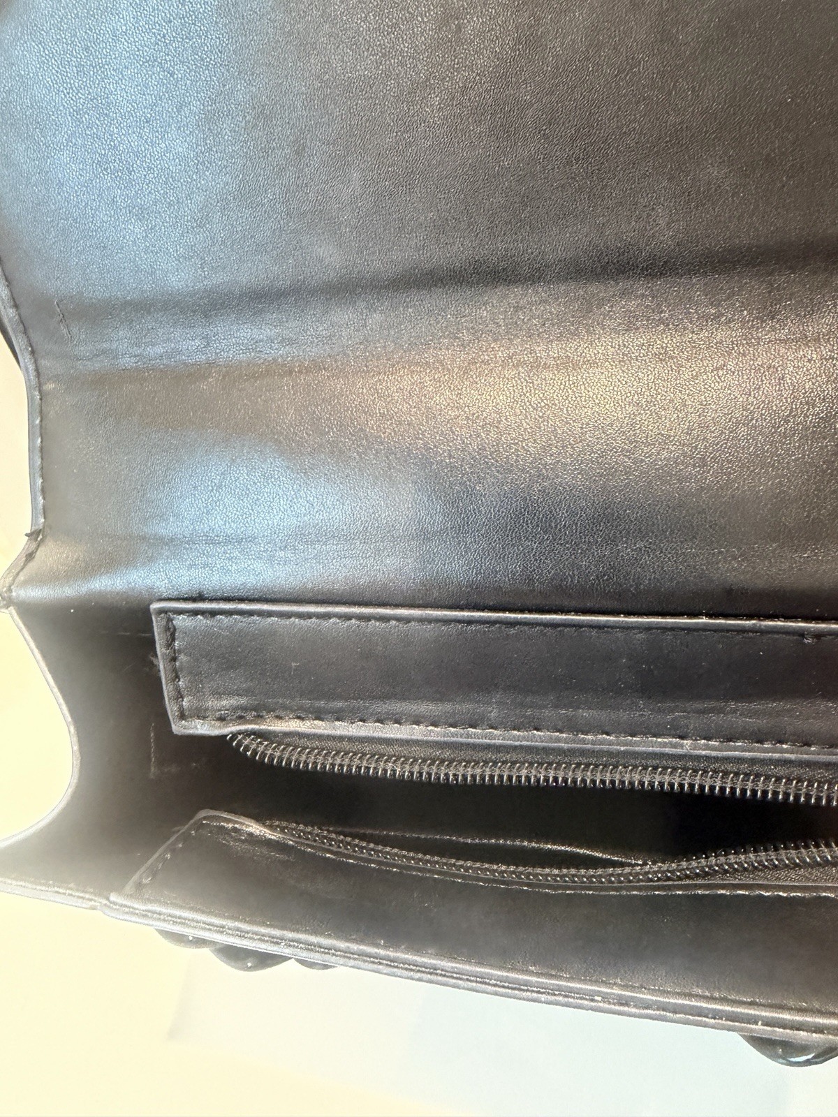 Women’s Black Satchel Top Handle Bag w/ Chain Strap, Gold Hardware, Charm