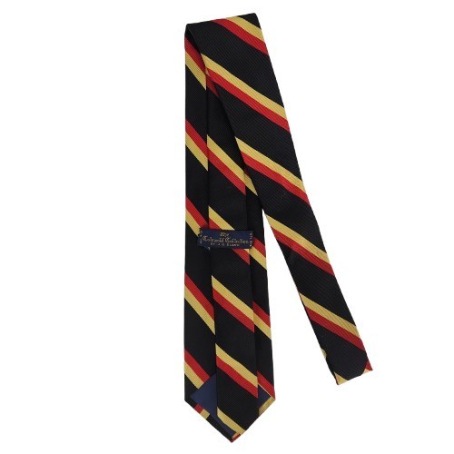 Vtg. J.S. Blank Coiswold Collection Black Yellow Red Stripe 100% Silk Tie