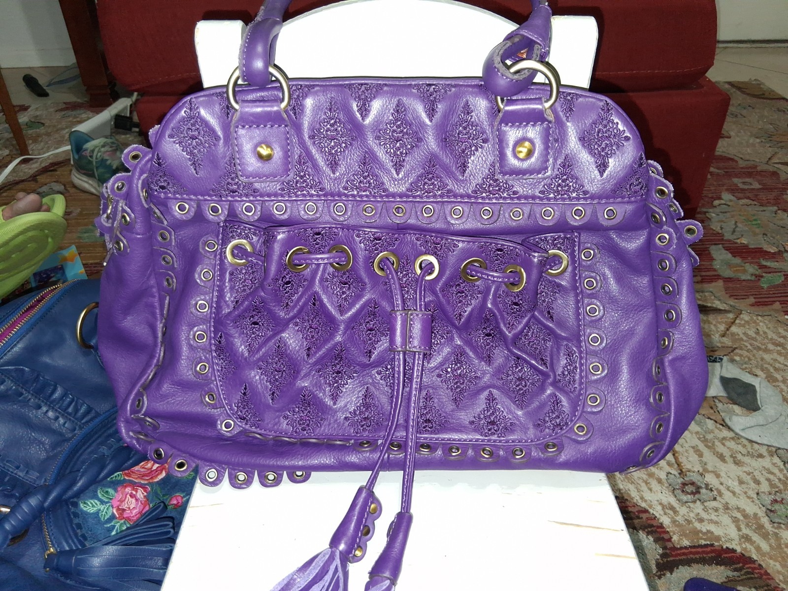 NWT Isabella Fiore Purple Leather “Taja” Satchel