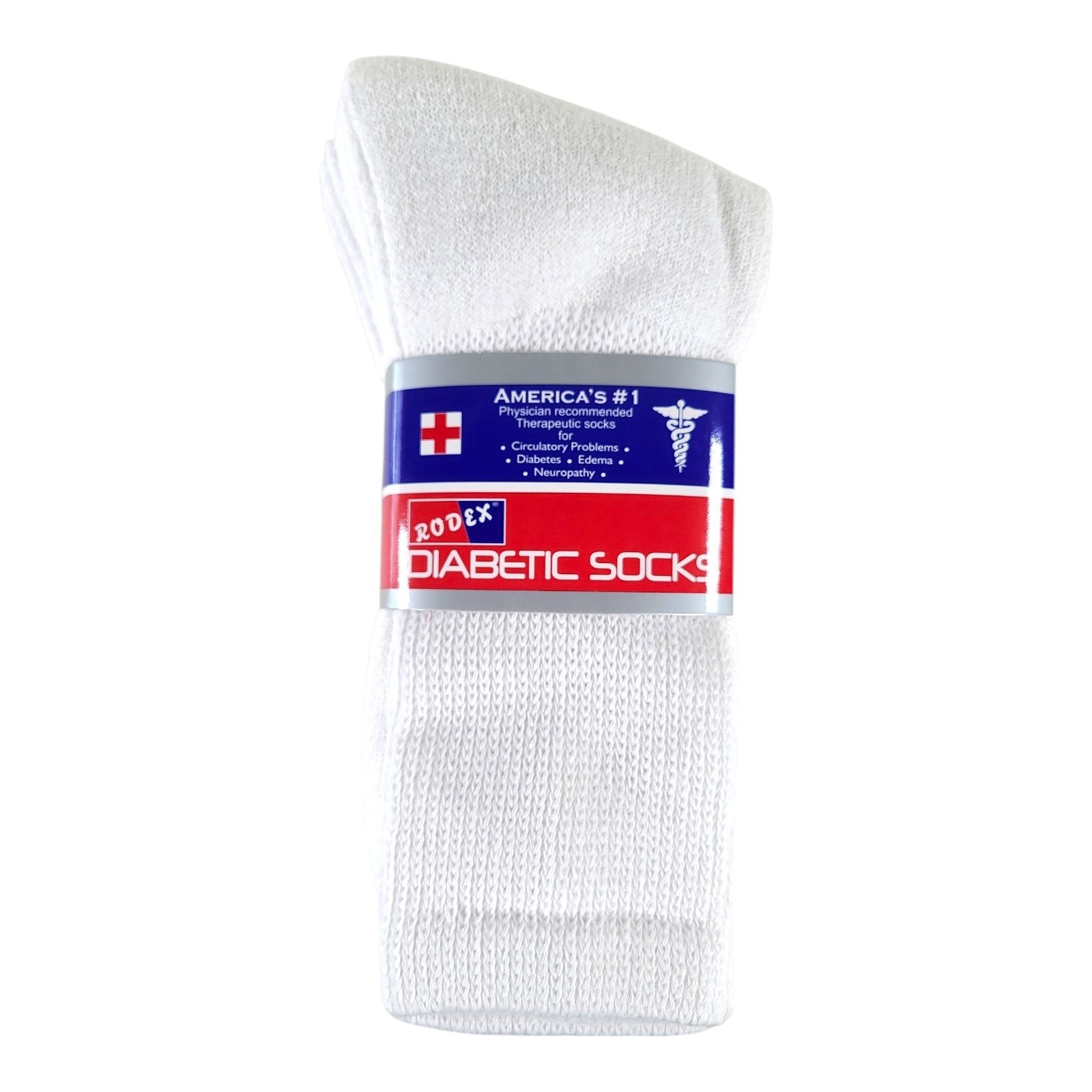 Rodex Therapeutic Diabetic Socks 3-Pair Unisex L Large 10-13 White New