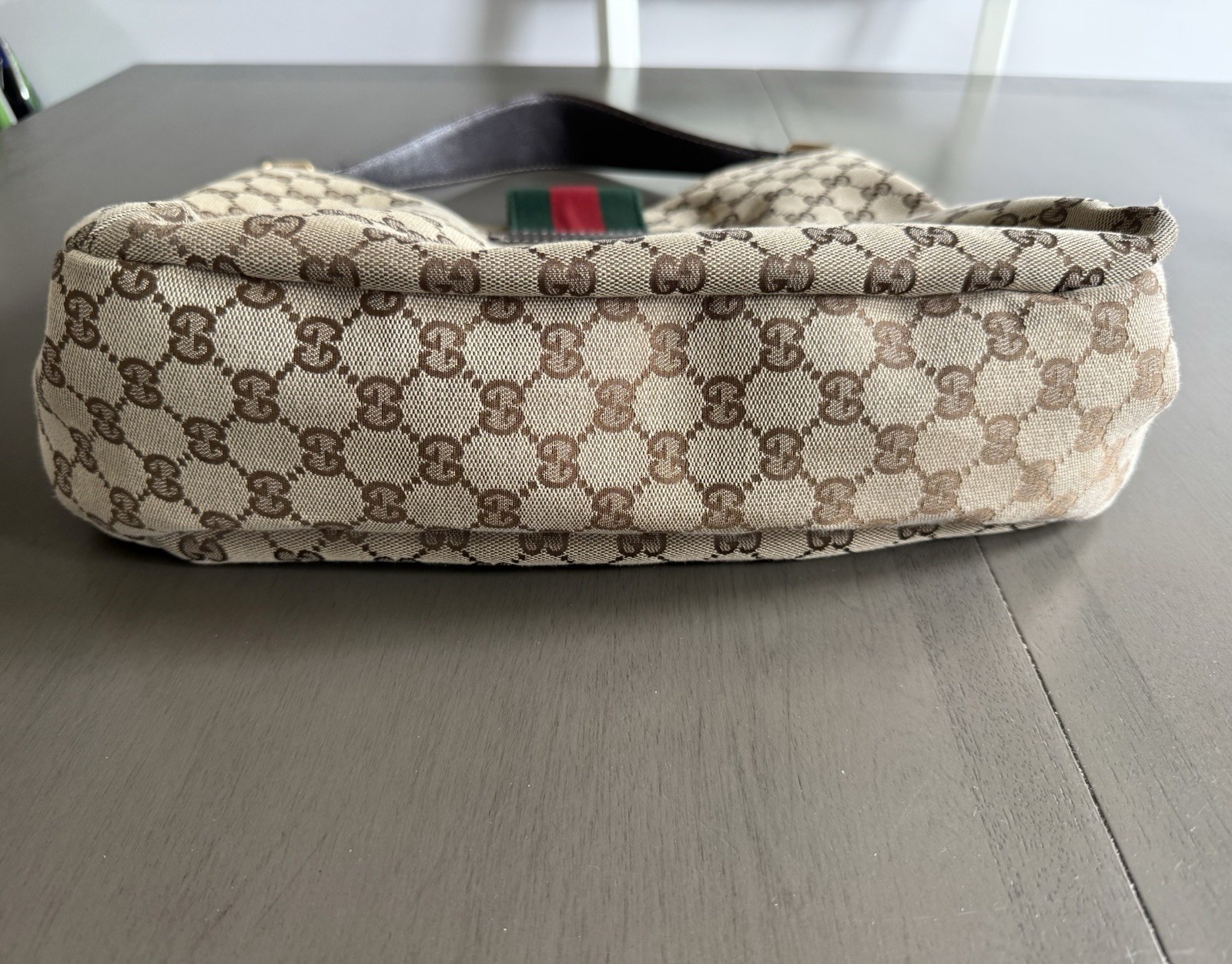 Gucci GG Web Hobo Bag Medium Brown Canvas