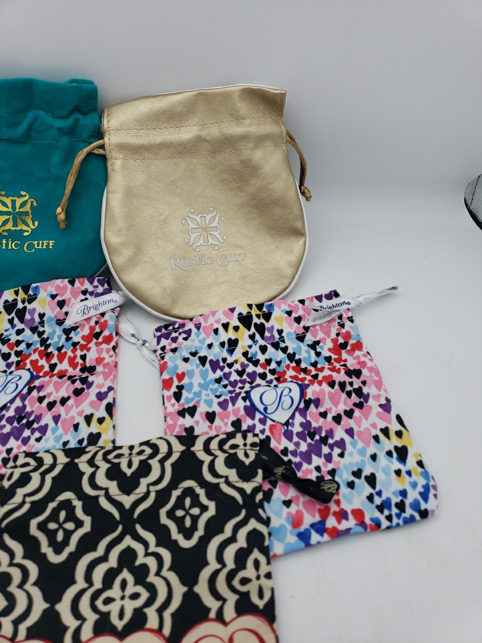 LOT OF 5 Brighton / Rustic Cuff Jewelry Dust Bags Drawstring Multicolor BAG ONLY